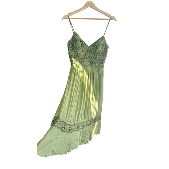 Vintage Sue Wong Nocturne Green Silk Beaded Fairycore Dress Size 6 Y2K - Picture 6 of 11
